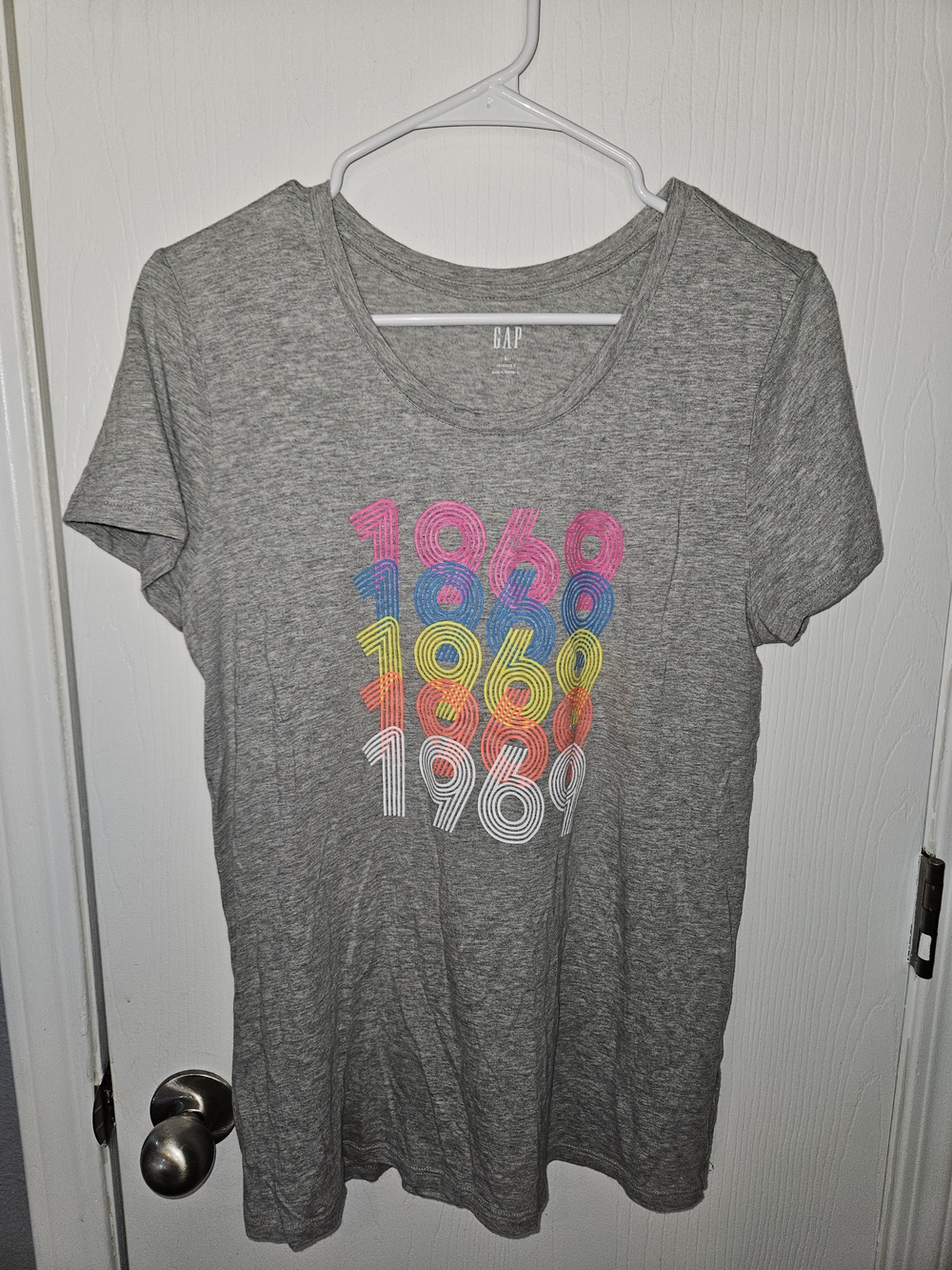GAP Gray Tee with Multicolor 1969 Graphic